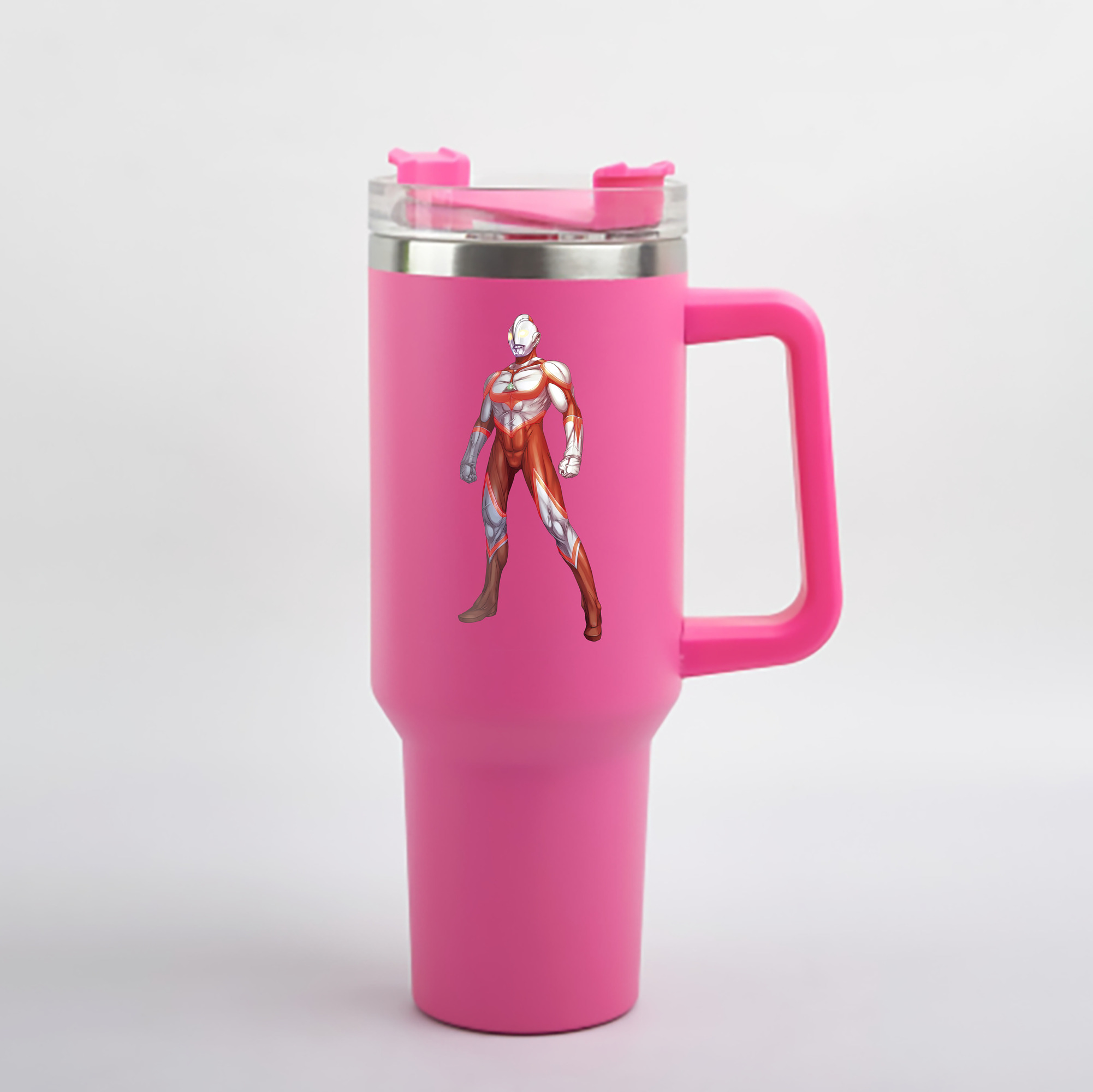 （画像用） ウルトラマン Ultraman 1200mL車用タンブラー - クリスタルステッカー（プラスチックストロー付き）